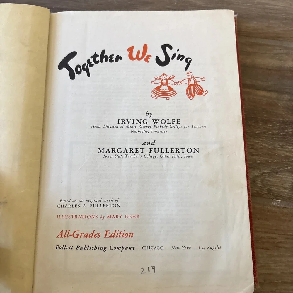 Together We Sing All-Grades Enlarged Edition HB Book 1952 Irving Wolfe Song Book